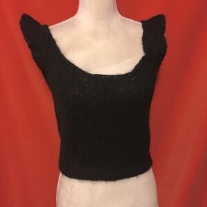 Perry Ellis vtg 80s cropped sweater black mohair size s